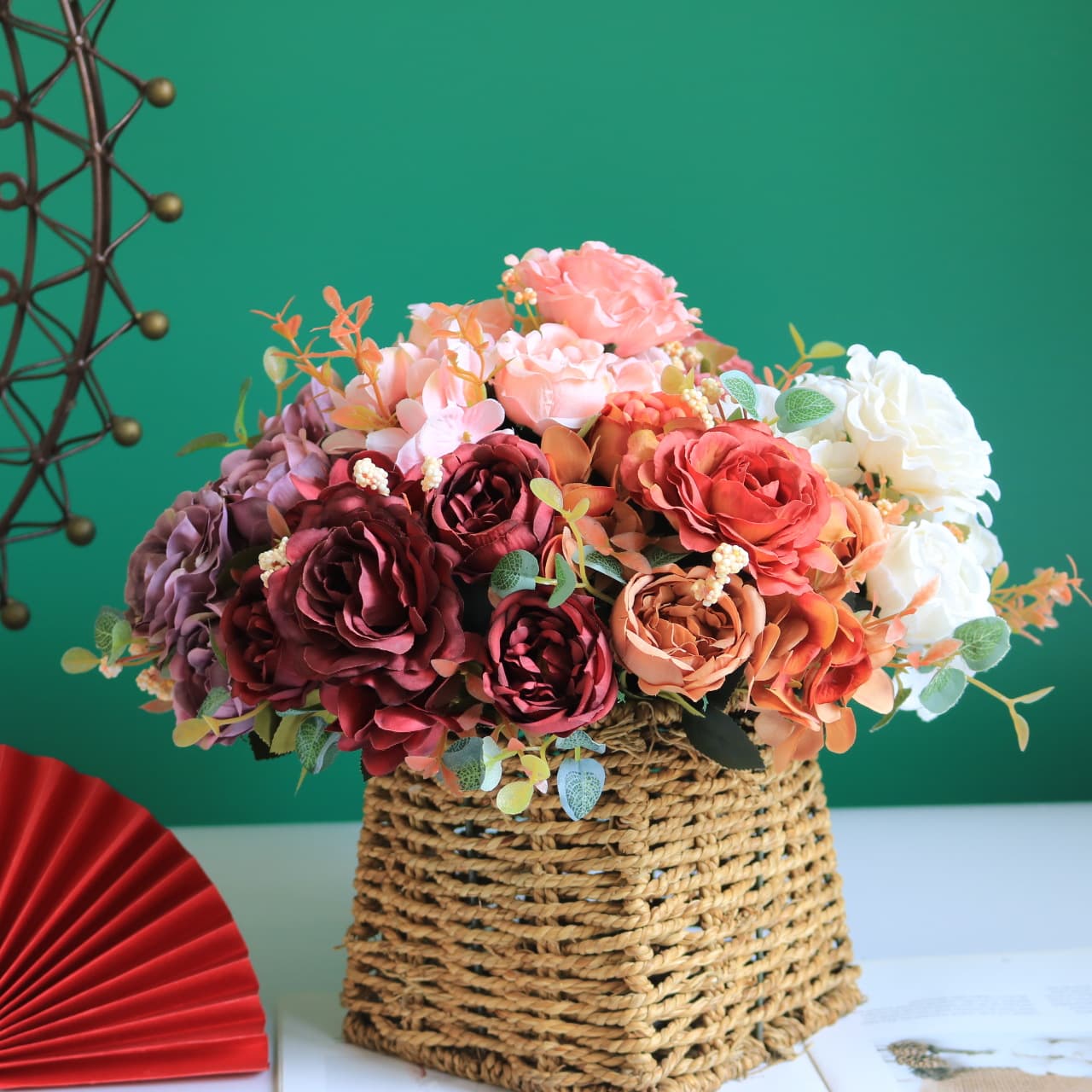 Lifelike Artificial Flowers For Office Culture - Faux Sunflowers Tulips Roses Hydrangeas In Vibrant Colors
