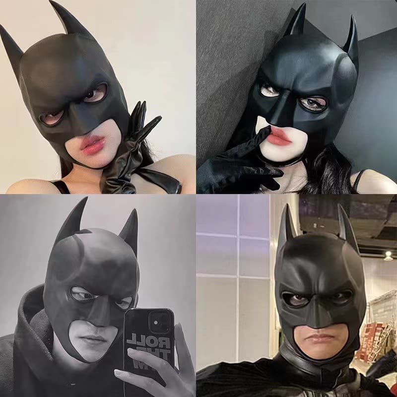 Latex Batman Mask Headpiece Cosplay Halloween Makeup Bar Party Dance TikTok Prop