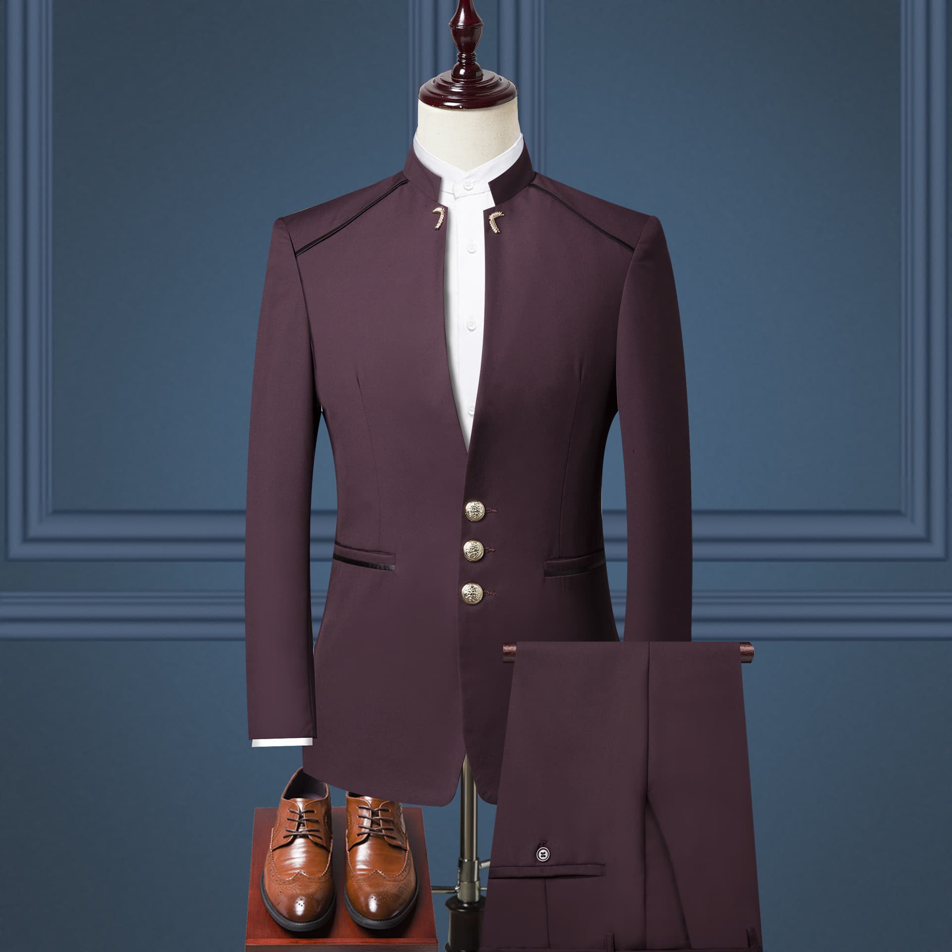 Foreign Trade Amazon Men's Korean Slim Suit Groomsman Groomsmen Wedding Dress Three-piece Men's Trendy Suit