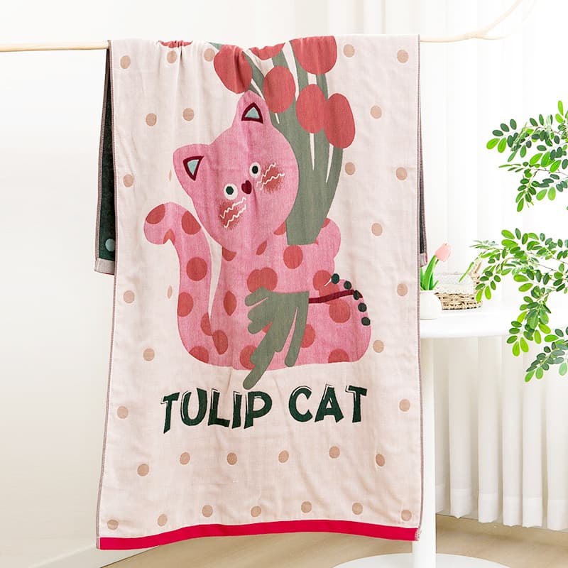 80X160 Gauze Bath Towel Absorbent Home Use Adult Couples Bath Towel Pure Cotton All-Season Universal Cartoon Towel Wholesale