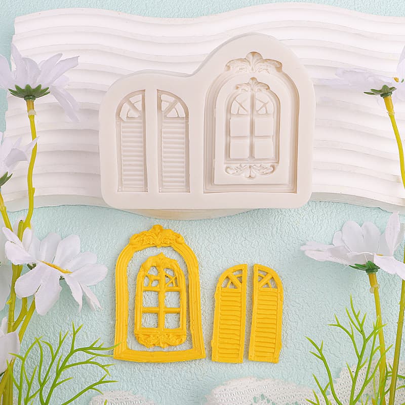 Door Window Castle Decoration Silicone Mold Gem Border DIY Chocolate Mousse Mold Polymer Clay Resin Mold