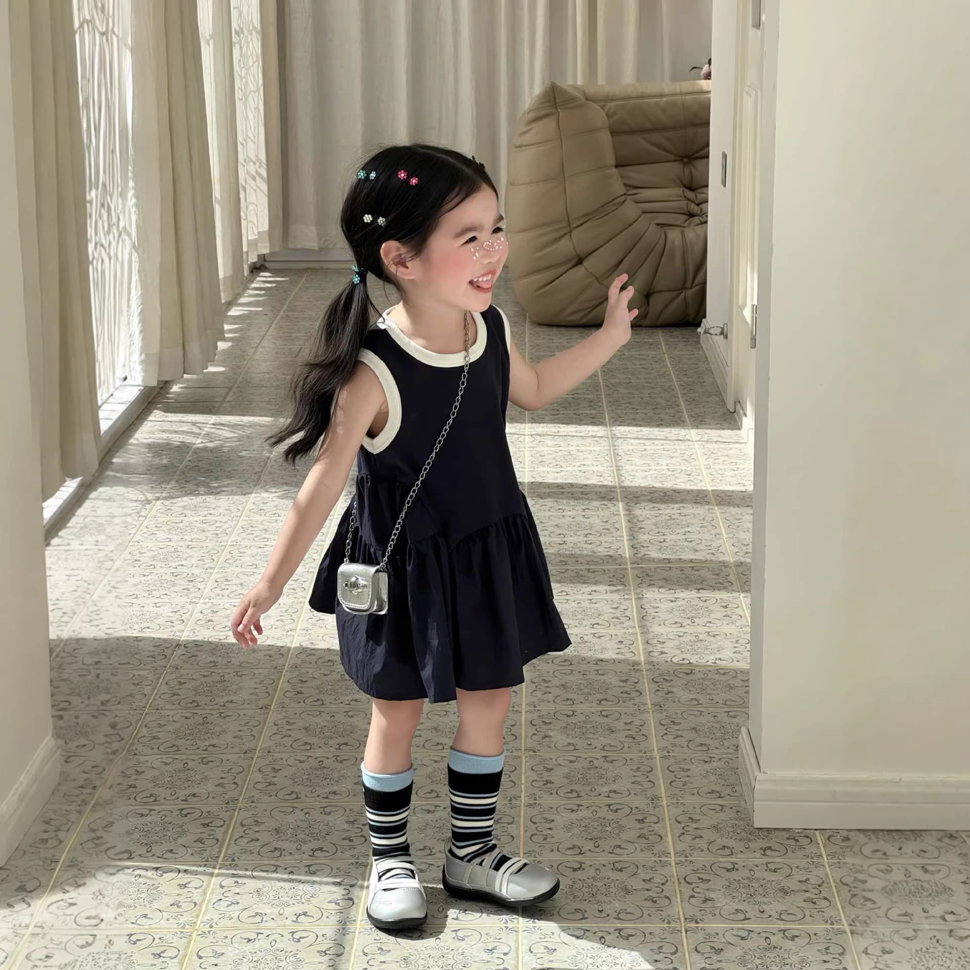 2026 Summer New Style Korean Children's Clothing Girls' Fashionable Ruffles Sleeveless Tank Tops Sports Style Dresses