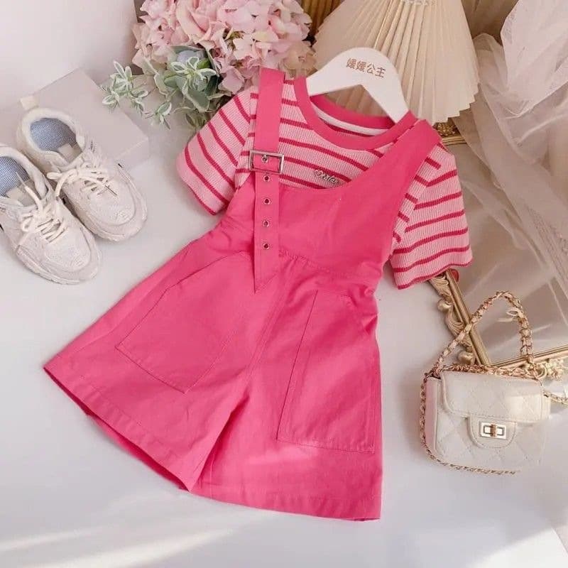 Girls summer overalls children's suit summer baby girl Korean style breathable dopamine little girl overalls
