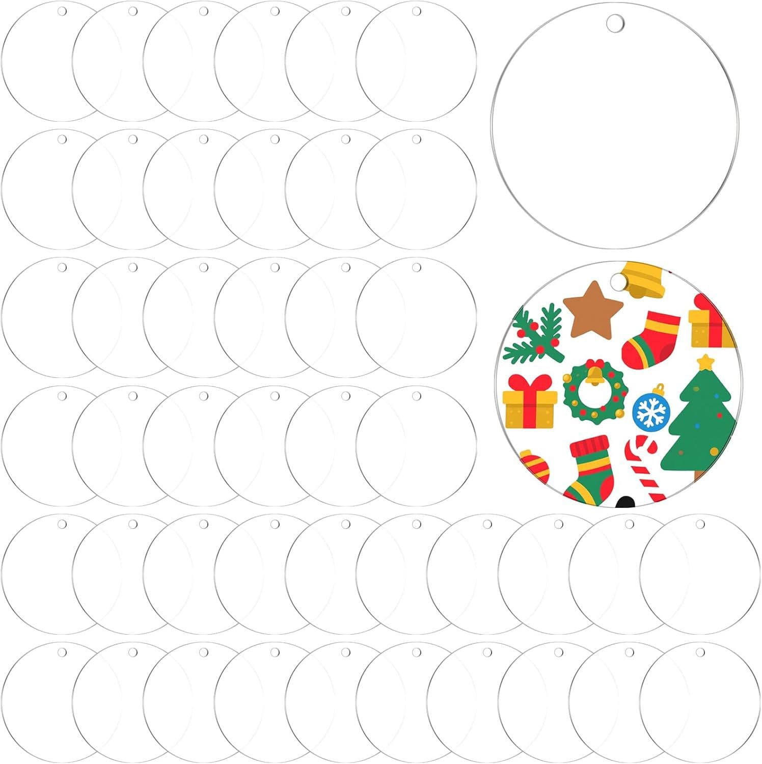 50 Pieces Acrylic Decorative Blank 3 Inch, Clear Keychain Blank Acrylic