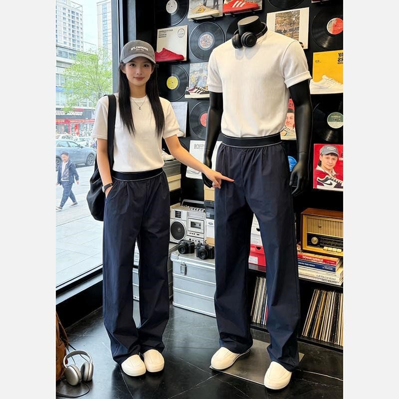 Navy American-Style Quick-Dry Pants Summer Lightweight Ice Silk Stretch Athletic Pants Outdoor Cool-Feel Men's Casual Trousers