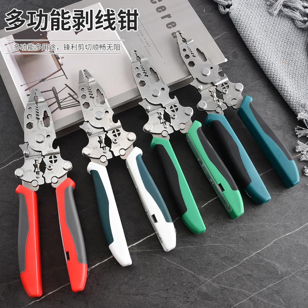 Manufacturer Multi-Function Wire Stripper Electrician Wire Cutting Stripping Crimping Voltage Test Handheld Foldable Wire Stripper