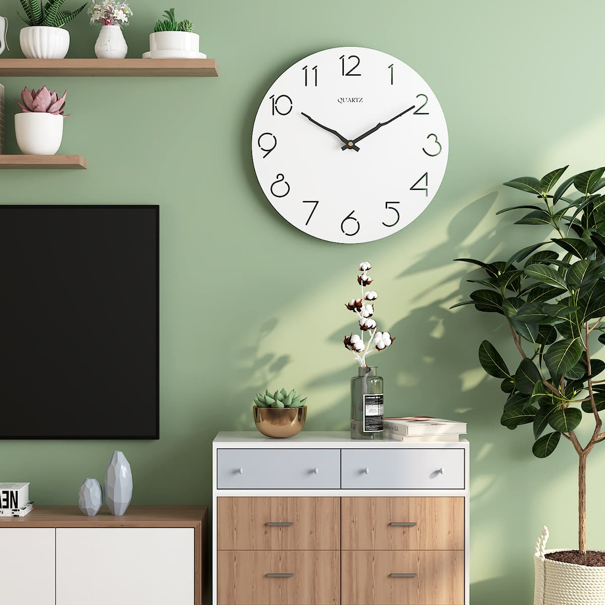 AliExpress Hot-Selling Wooden Wall Clock Modern Creative Round 30cm Minimalist Silent Fashion Wall Clock Wholesale