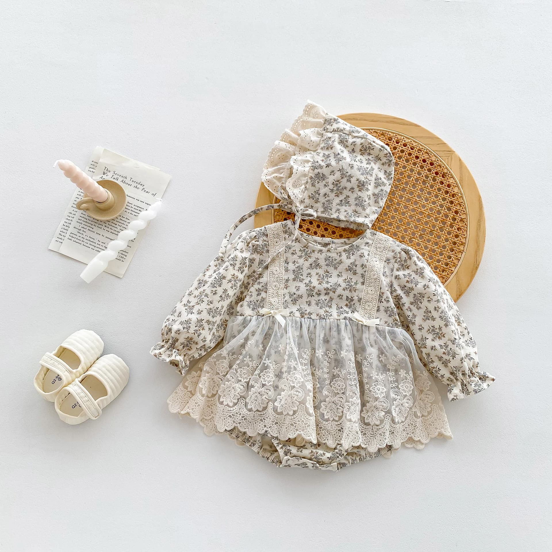 Princess Style Long Sleeve Lace Floral Baby Bodysuit Spring Autumn Newborn Girl Clothes Cotton Comfortable Infant Romper