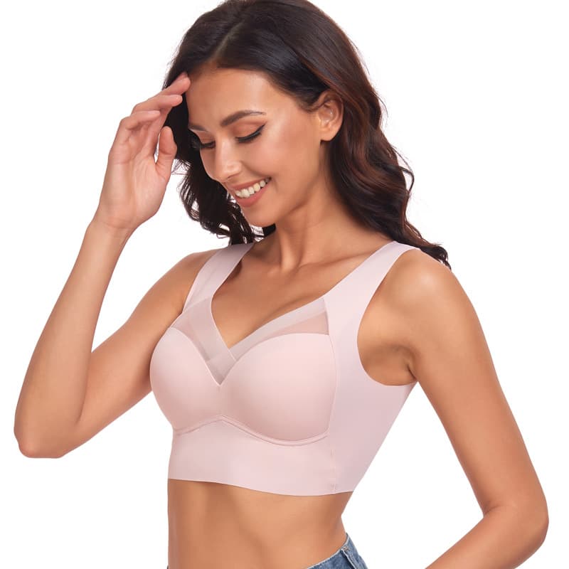 Cross-border Thin Underwear Women Small Chest Seamless Push-up Side Boob Control All-in-one Wireless Support Sports Bra