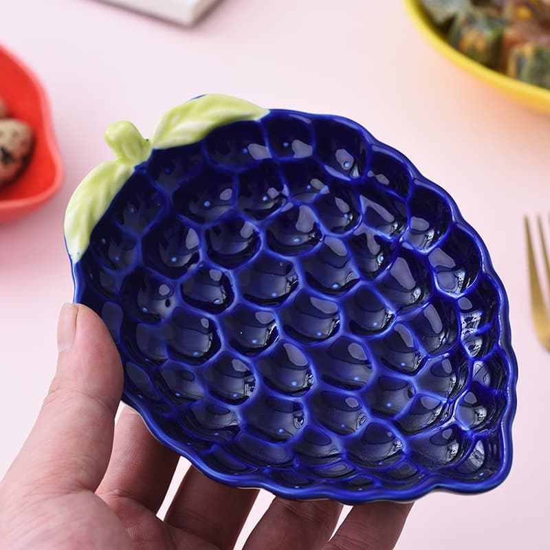 Ceramic Blueberry Small Plate, Creative Avocado Fruit Condiment Dish, Cute Lemon Cold Dish Plate, Fruit Snack Plate