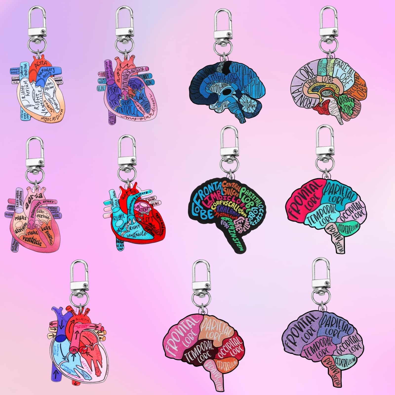 Nurse Theme Anatomical Heart Diagram Keychain Letter Design Nurse Day Celebration Exclusive American Style Acrylic Key Accessory