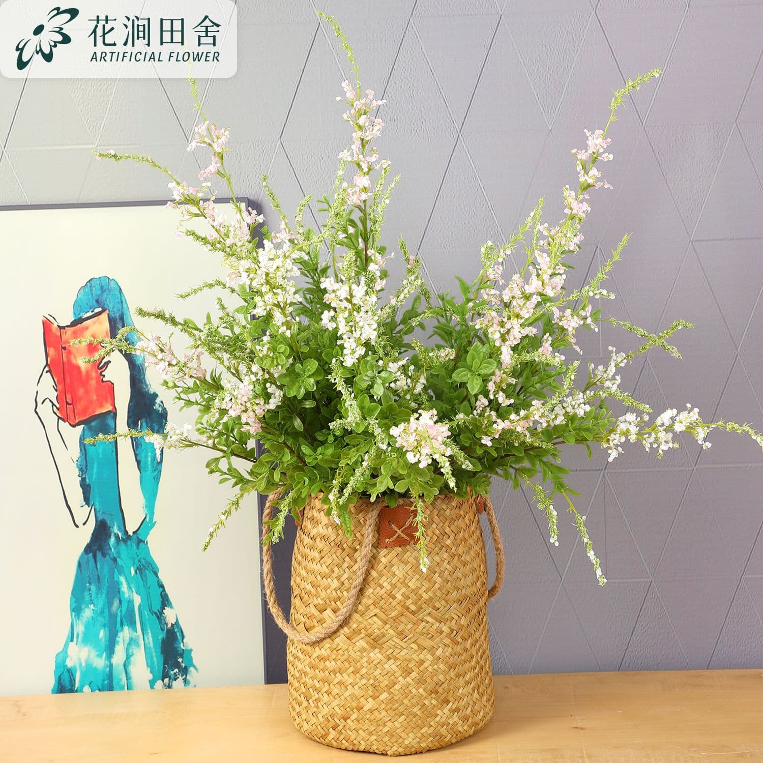 Artificial Blue Sage Flowers, Scabiosa, Rustic Ins Style Faux Flowers, Fake Flower Arrangements for Home Decoration, Floral Art