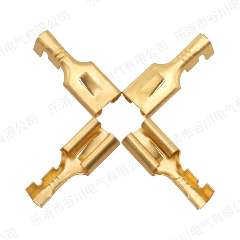 Tanigawa 6.3 Flat Spade Terminal with Barb, 250 Spade Terminal, Strong Conductivity, Brass Material, Wire Connector