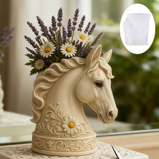 YinDian White Horse with Flower Crown Cement Plaster Cup Mold DIY Epoxy Resin Storage Cup Flower Pot Decorative Silicone Mold