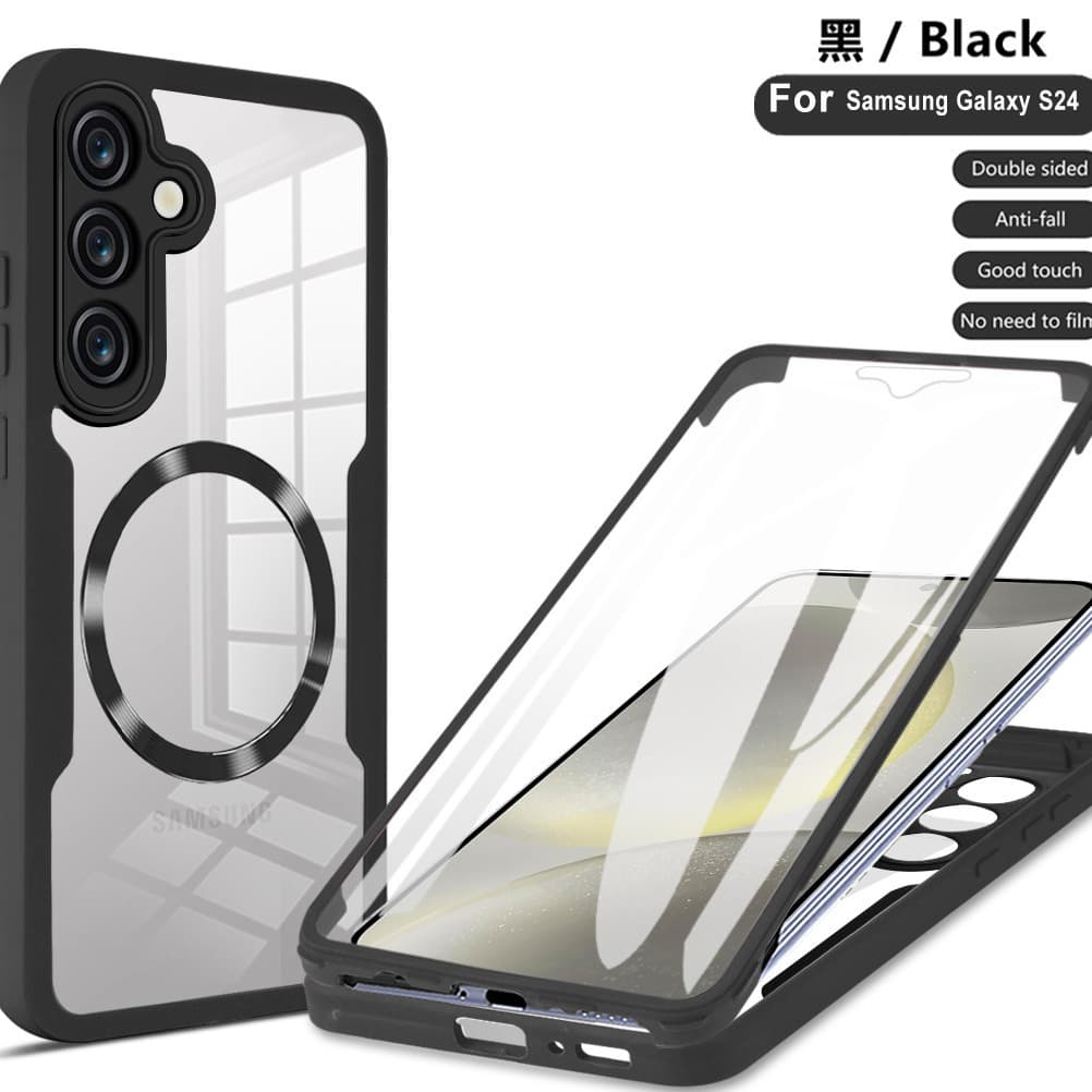 Qicai 360 Magnetic Case with Built-in Screen Protector for Samsung S26 Ultra, S25U Full-Body Shockproof Protective Cover