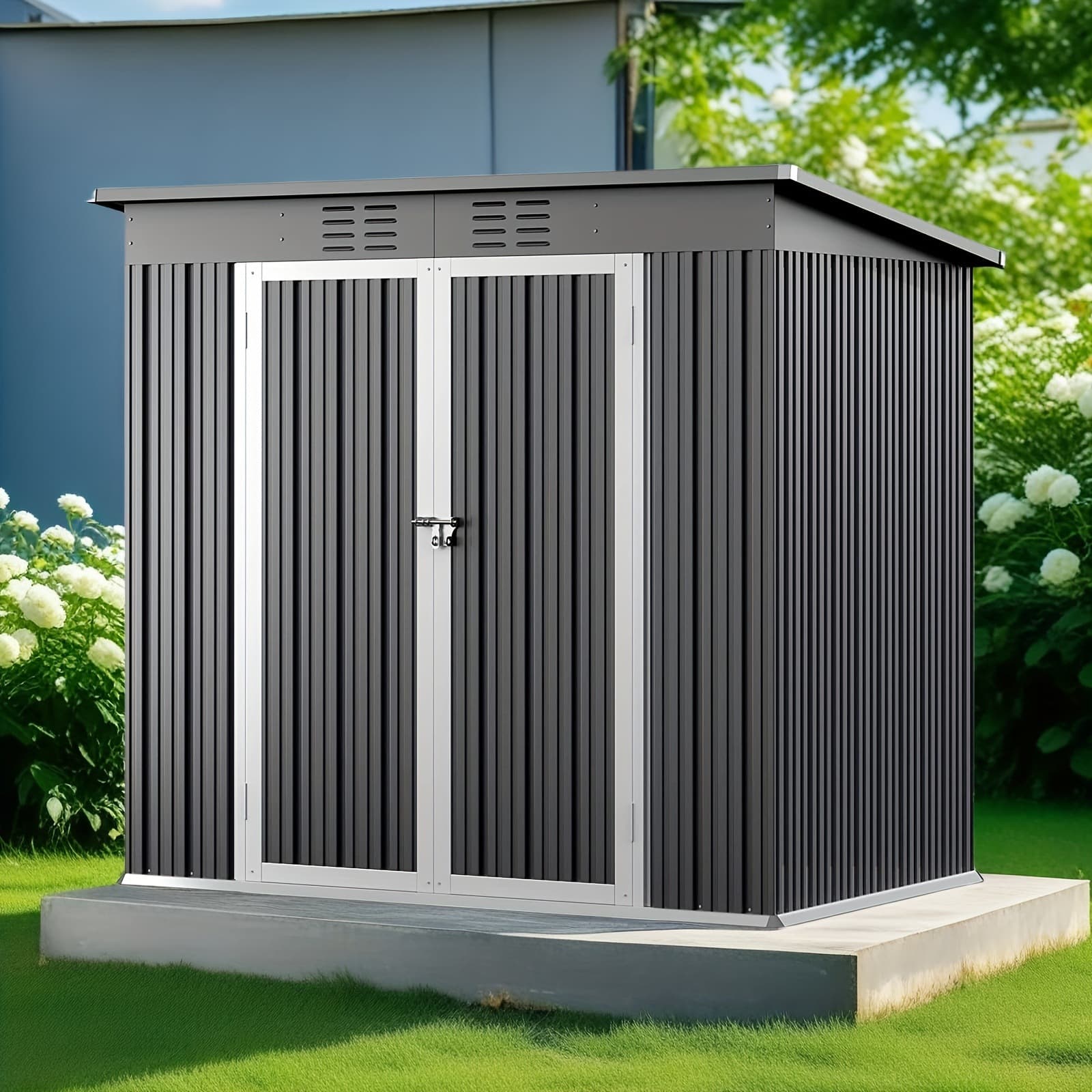 2025 New Cross-border Drop Shipping 6x4 Feet Double Lock Metal Outdoor Storage Shed