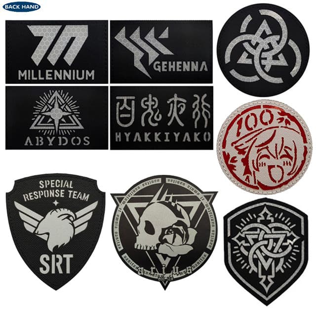 Blue Archive Reflective Velcro Chapter Millennium Jige Heena Abydos Morale Chapter Armband Outdoor Bag Sticker