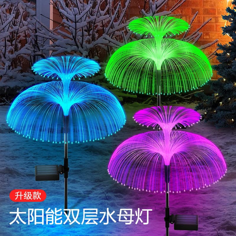 Solar Jellyfish LED Fiber Optic Colorful Atmosphere Light Garden Landscape Decorative Lawn Ground Insert Night Light