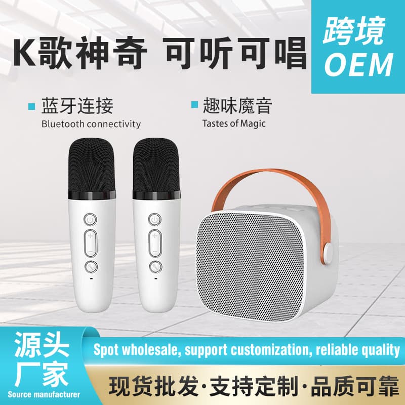 Bluetooth Speaker with Portable Mini Karaoke Microphone, Children's K-Sing Home Small KTV Wireless Portable
