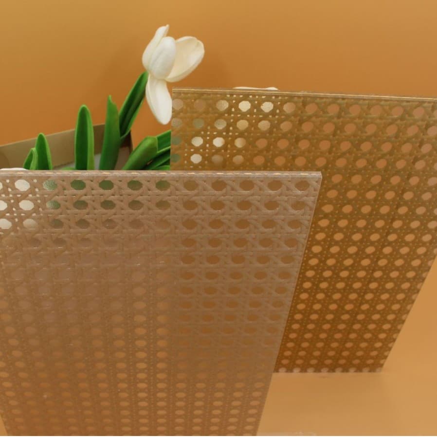 Bamboo Weave Grid Partition Indoor Decoration Background Wall Panel Acrylic Organic Glass Panel Indoor Translucent Partition
