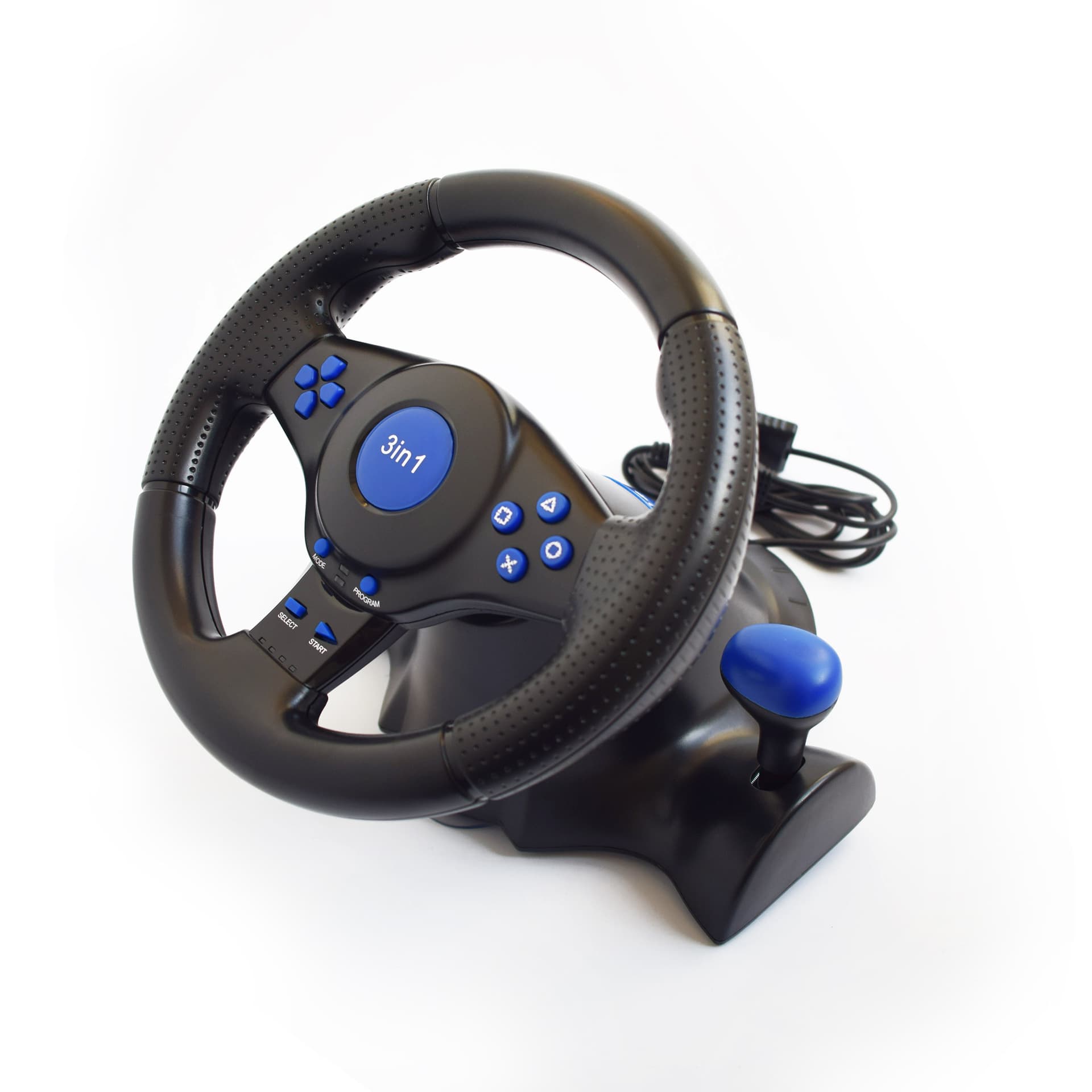 PS2/PS3/PC Racing Game Steering Wheel with Pedals, Vibration Feedback, USB & PS2 Dual Interface