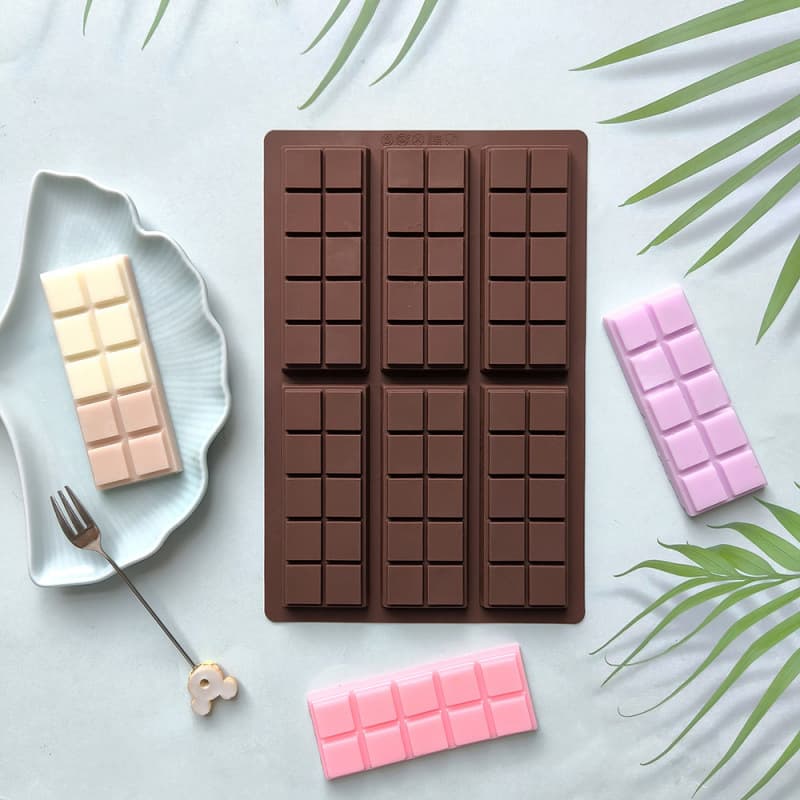 6-Cavity Rectangular Chocolate 753 Silicone Cake Mold DIY Cookie Pudding Dessert Baking Mold