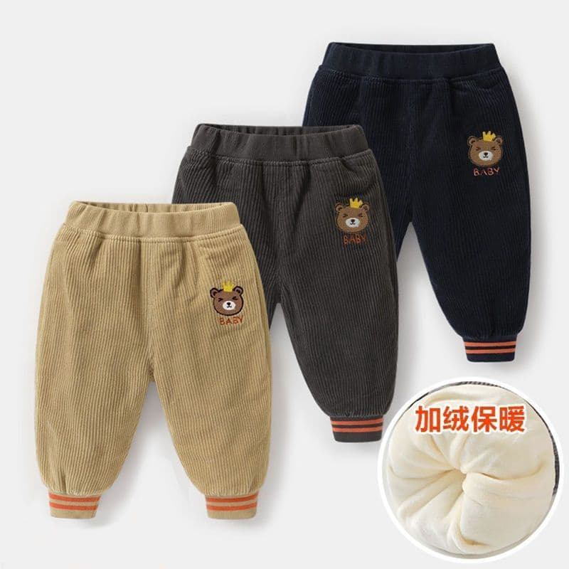 Children's Casual Pants 2023 Autumn/Winter New Fleece-Lined/Unlined Stylish Boys and Girls Outerwear Cuffed Pants Trendy