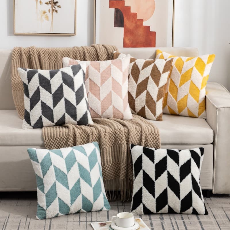 Snowflake Velvet Throw Pillow Cover for Office Sofa Plush Cushion Geometric Decorative Pillowcase for Bed Head Home Jacquard Pillow Cover Insert Not Included