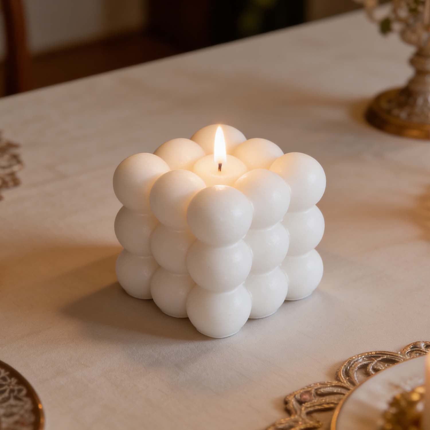 DIY Epoxy Resin Rotating Candle Mold Square Geometric 3D Aromatherapy Gypsum Candle Silicone Mold
