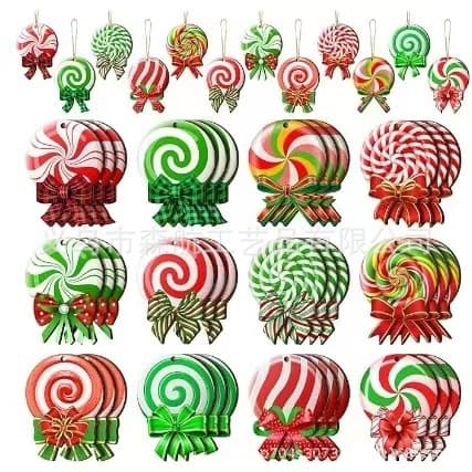 Wooden Christmas Winter Multicolor Gradient Candy Theme Party Gathering Tree Hanging Celebration Home Decoration