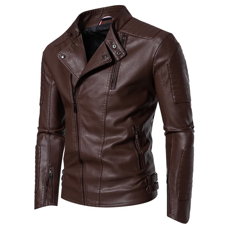 Men's leather jacket autumn and winter foreign trade cross-border 3D picture leather jacket men's trendy brand lapel motorcycle PU leather jacket for men
