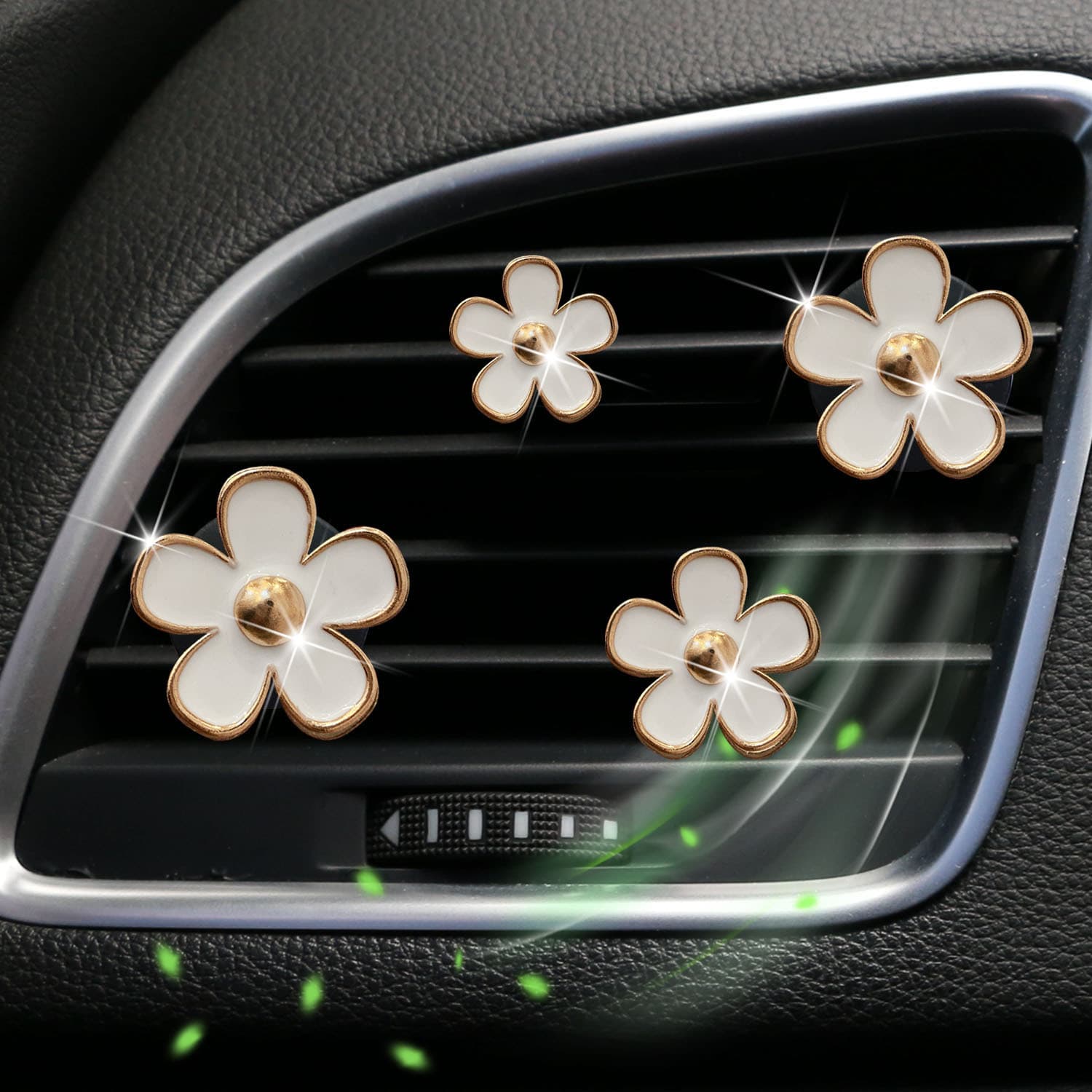 Alloy Mini Daisy Car Air Freshener Decorative Clip Five-Petal Flower Car Vent Clip-On Perfume Holder Automotive Fragrance Accessory