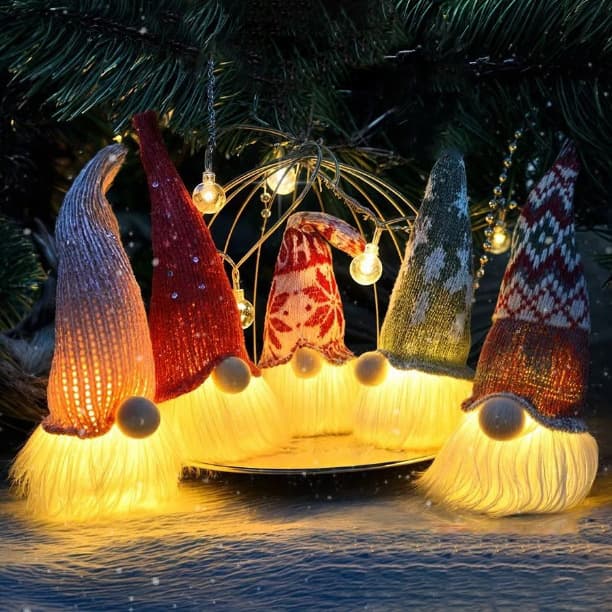 Christmas Decorations Small Night Light Forest Old Man Light Dwarf Faceless Doll Pendant Glowing Christmas Tree Ornament