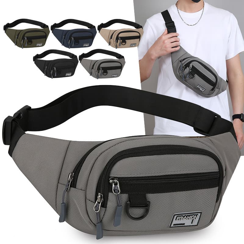 Wholesale waist bag for men, simple wear-resistant business cashier bag, casual and versatile single shoulder crossbody bag, multi-compartment chest bag for outings