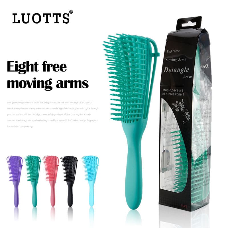 Luotts Women's Hair Washing Smoothing Octopus Comb Hairdressing Large Curved Comb Straight Curling Style Octopus Bone