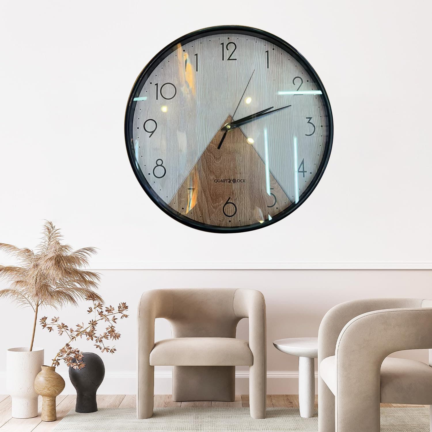 Wood Grain Wall Clock, Simple Silent Living Room Clock, Creative Decorative Wall Hanging, Factory Direct Sales, Wall-Mounted Quartz Clock