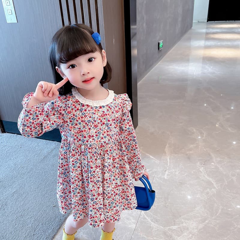 Girls Cotton Dress Spring Style Children's Chic Floral Dress Toddler Princess Dress Baby Girl Fashion Autumn Dress