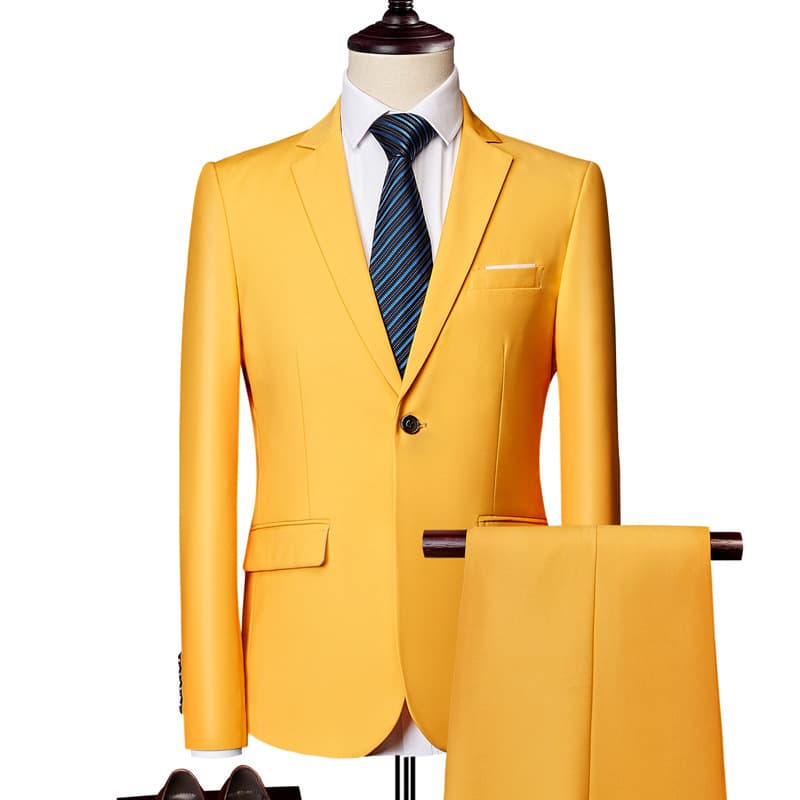 One-Button Men's Suit Set Wedding Dress Code Companion's Two-Piece Business Casual Fashion Fiber Blend Regular Fit Spring