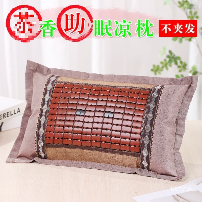 Summer Cooling Pillow for Adults with Tea Leaves Mat, Ice Silk Rattan Bamboo Pillow, Single Summer Cooling Mahjong Pillow for Home Use, Firm