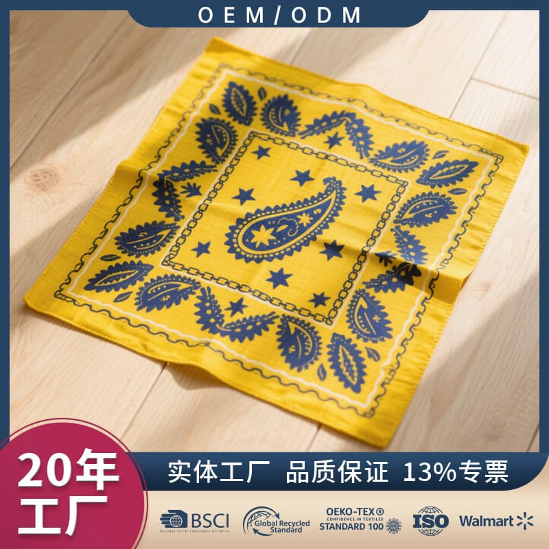 Cross-border factory custom pattern printing on small polyester handkerchiefs, packaging scarves with retro and fashionable hip-hop street dance style.