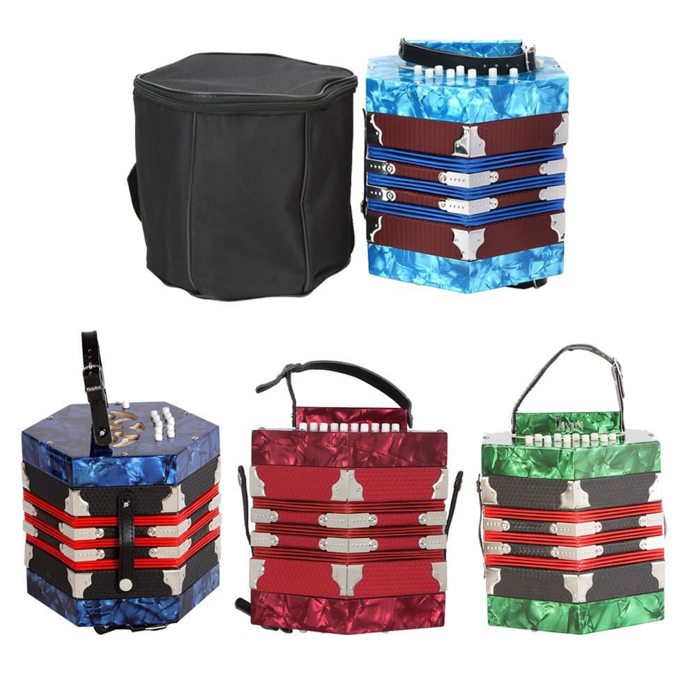 Hexagonal Keyboard Accordion 20 Keys 40 Notes for Children and Adults Beginners Portable Music Instrument Accordion