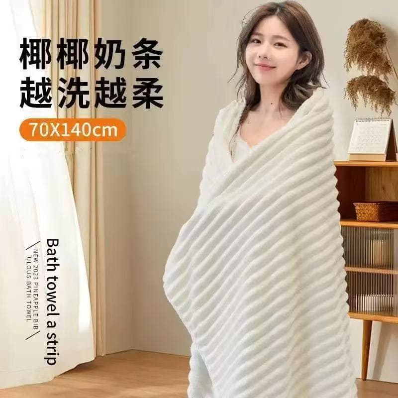 Candy-colored corduroy bath towel, thickened, household bath towel, large bath towel, three-piece set, soft and absorbent, adult beach towel.