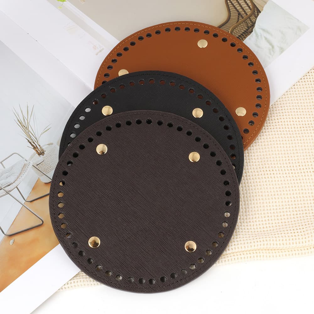 Genuine leather bag bottom 15cm round 22*10cm oval bag bottom Needle crochet bag DIY material accessories