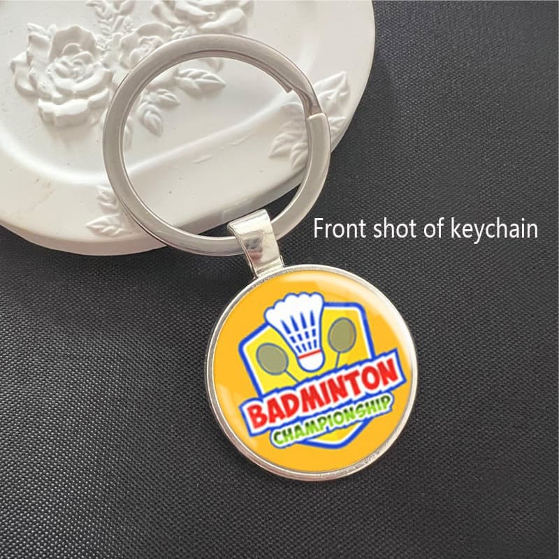 Keychain with sporty badminton theme pattern, fashionable and versatile, unisex pendant, jewelry, perfect gift choice