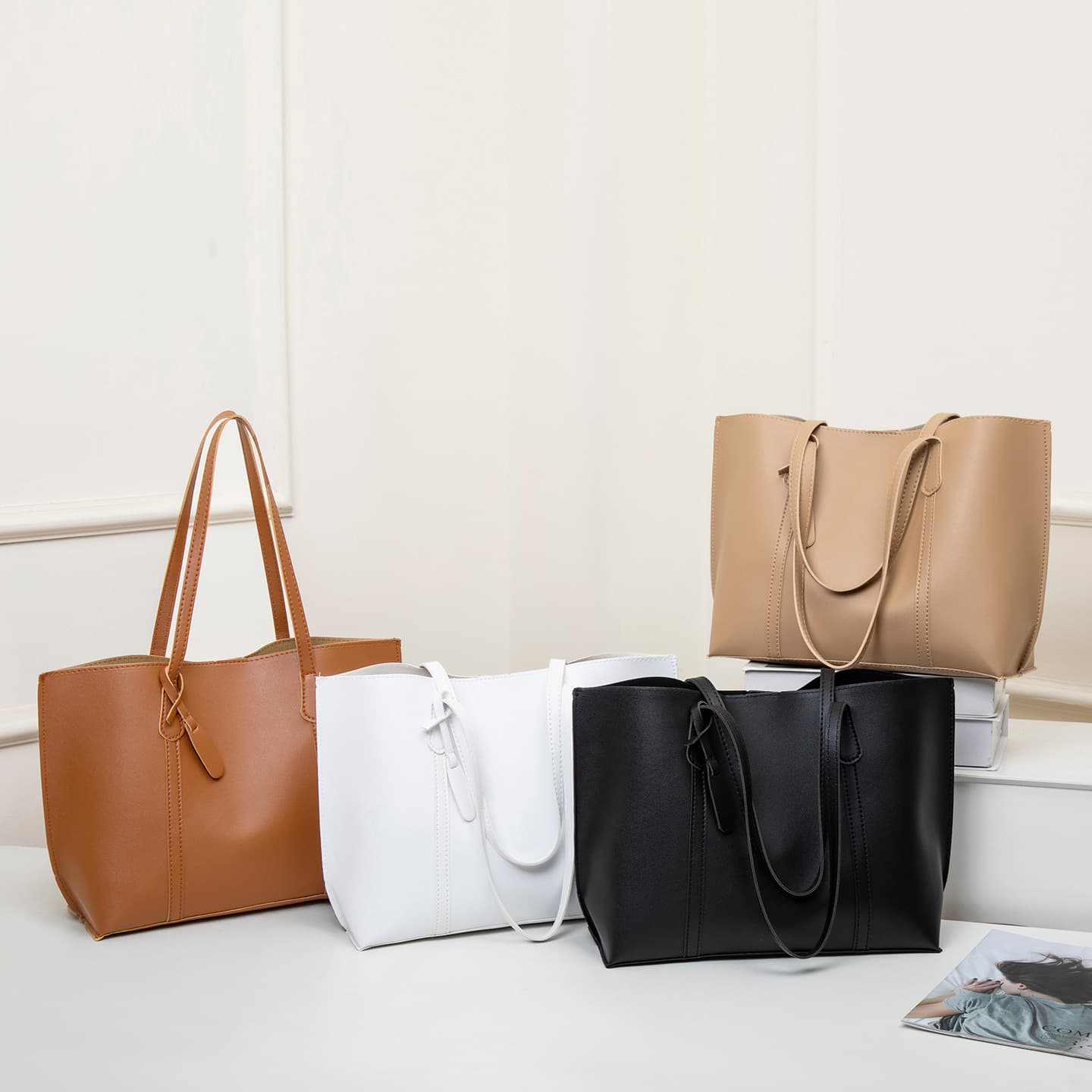 Casual tote bag for women 2026 hand bag Korean style simple shopping bag large bag bucket bag large capacity shoulder bag
