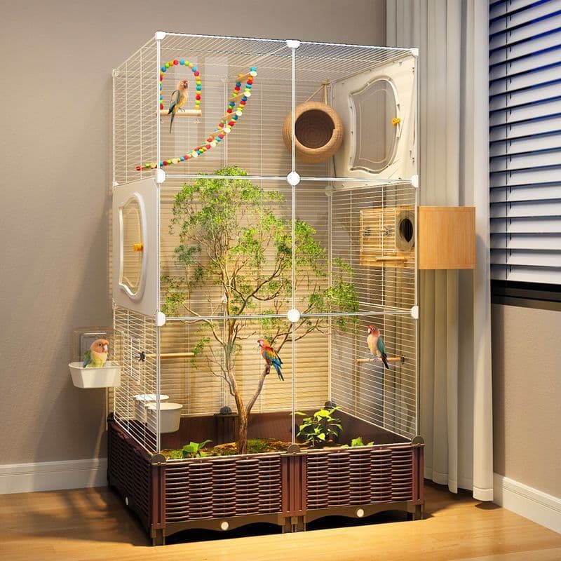 Splash-proof luxury ecological peony villa black phoenix bird cage new tiger skin villa household large cage parrot special