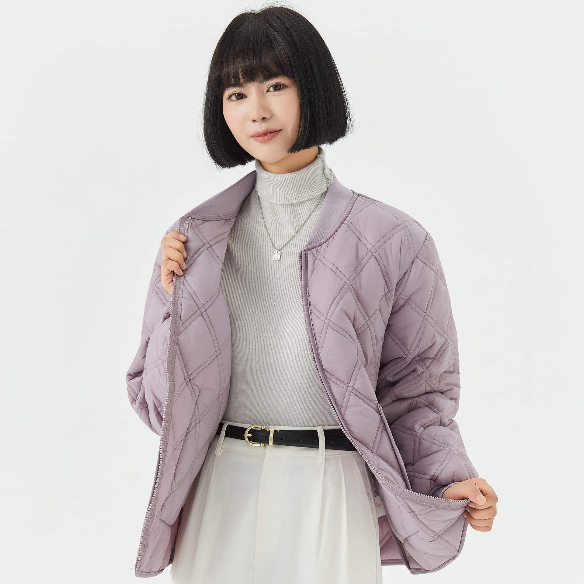 Women's Winter Warm Long-Sleeved Cotton Lined Cotton Coat, Couple Style, Men's and Women's Cotton Coat with Fleece Lining and Ribbed Collar 2603