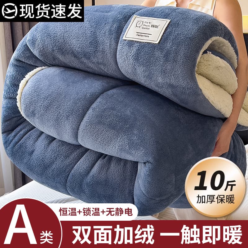 2025 New Lamb Fleece Quilt, Winter Cotton Duvet Inner, Single Dormitory Autumn/Winter Quilt, Thickened Warm 10 Jin