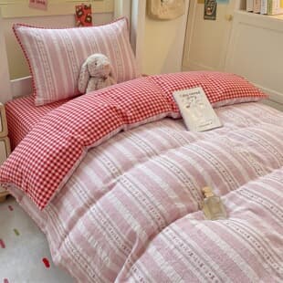 2026 New Washed Cotton Bedding Set 4-Piece All-Season Student Dorm Single Sheet Duvet Cover 3-Piece