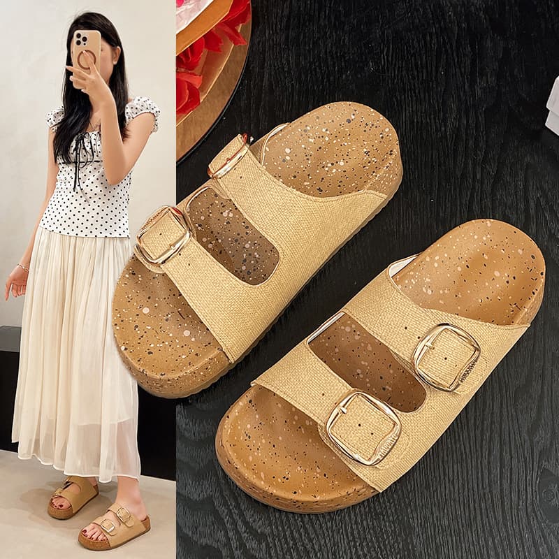 Vintage Casual Thick-Soled Open-Toe Birkenstock Sandals for Women 2026 Summer New Style Outdoor Anti-Slip Comfortable Flip-Flops